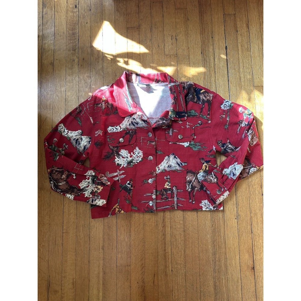 Vintage ROUGH RIDER Circle T 90s Bark Cloth Western Crop Jacket L XL